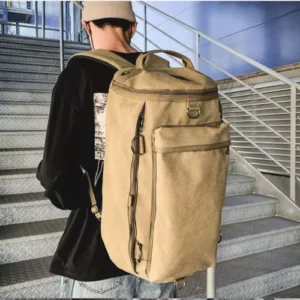 School Backpack Laptop Computer Travel Outdoor Sports Cylinder Canvas Bag