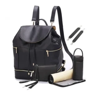 PU Leather Mommy Baby Diaper Bag Backpack Nappy with Chaning Pad School Bag